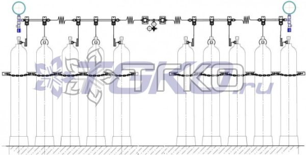 Рампа  перепускная РП-01 (10с 2 х5) кислородная на 10  баллонов c отсечными клапанами! - 1