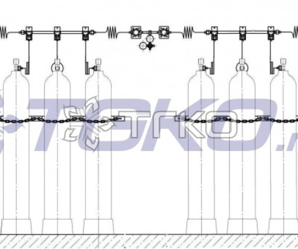 Рампа  перепускная РП-01 (10с 2 х5) кислородная на 10  баллонов c отсечными клапанами! - 1