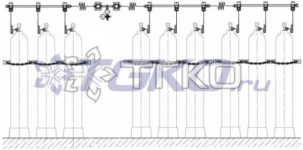Рампа перепускная РП-02 (9с 2х(3+6)) пропановая на 9 баллонов - 1