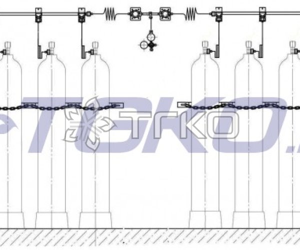 Рампа перепускная РП-02 (10с 2х5) пропановая пристенная двухплечевая на 10 баллонов - 1